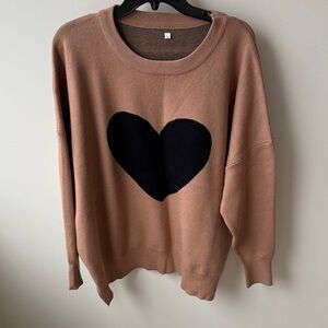 Heart Design Tan Sweater